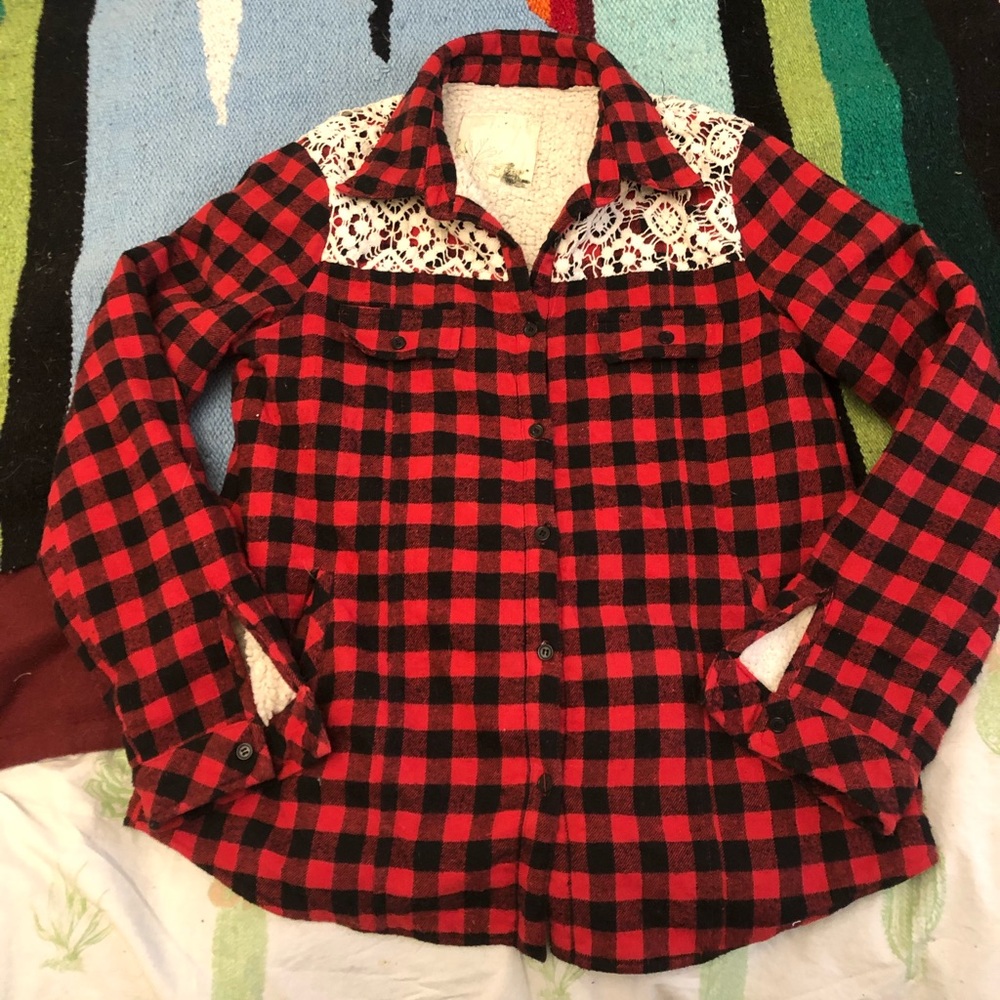 Fleece lined flannel jacket, Gold Dogs